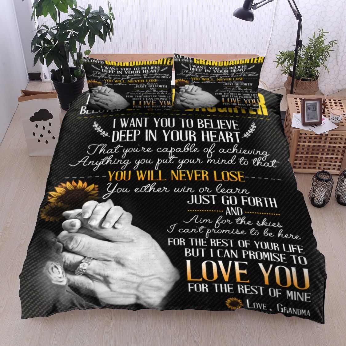 Family To My Beloved Granddaughter Love Grandma Bedding Set