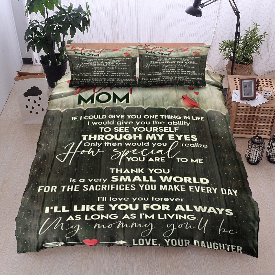 Family To My Beloved Mom Love Your Daughter Bedding Set