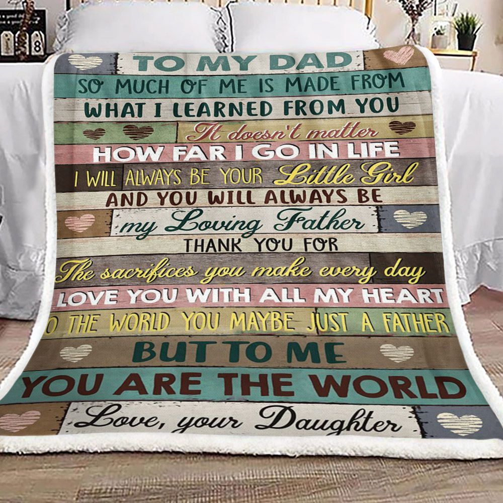 Family To My Dad From Daughter Sherpa Fleece Blanket