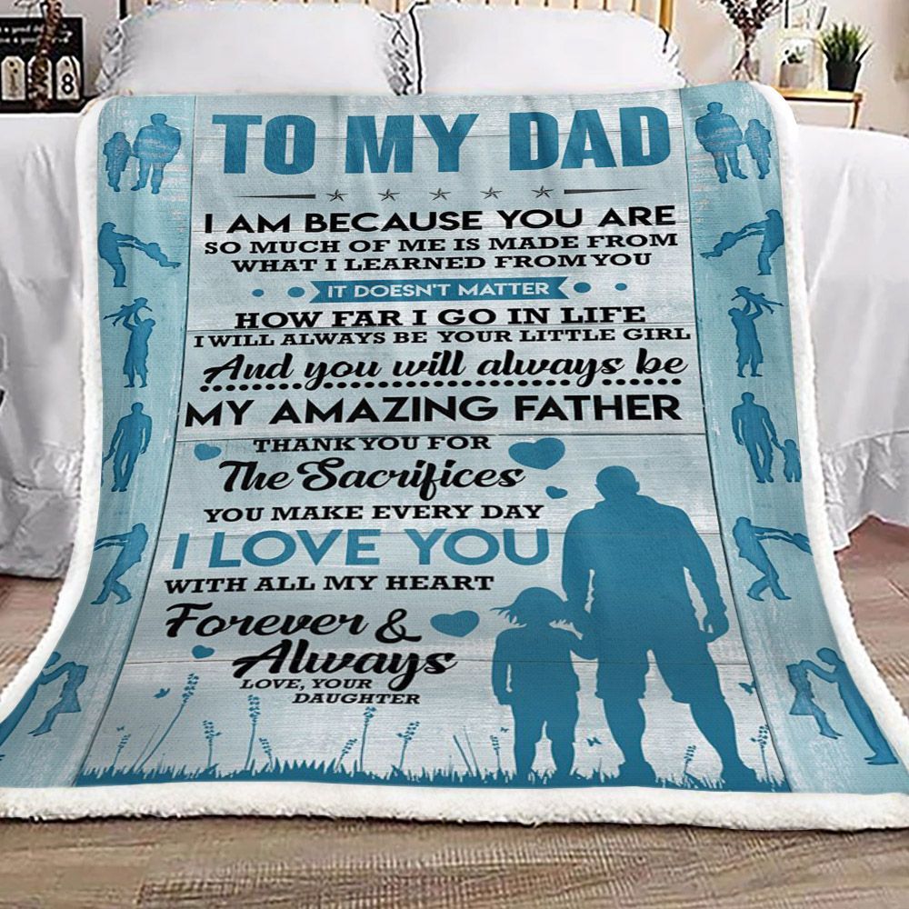 Family To My Dad Love Your Daughter Sherpa Fleece Blanket
