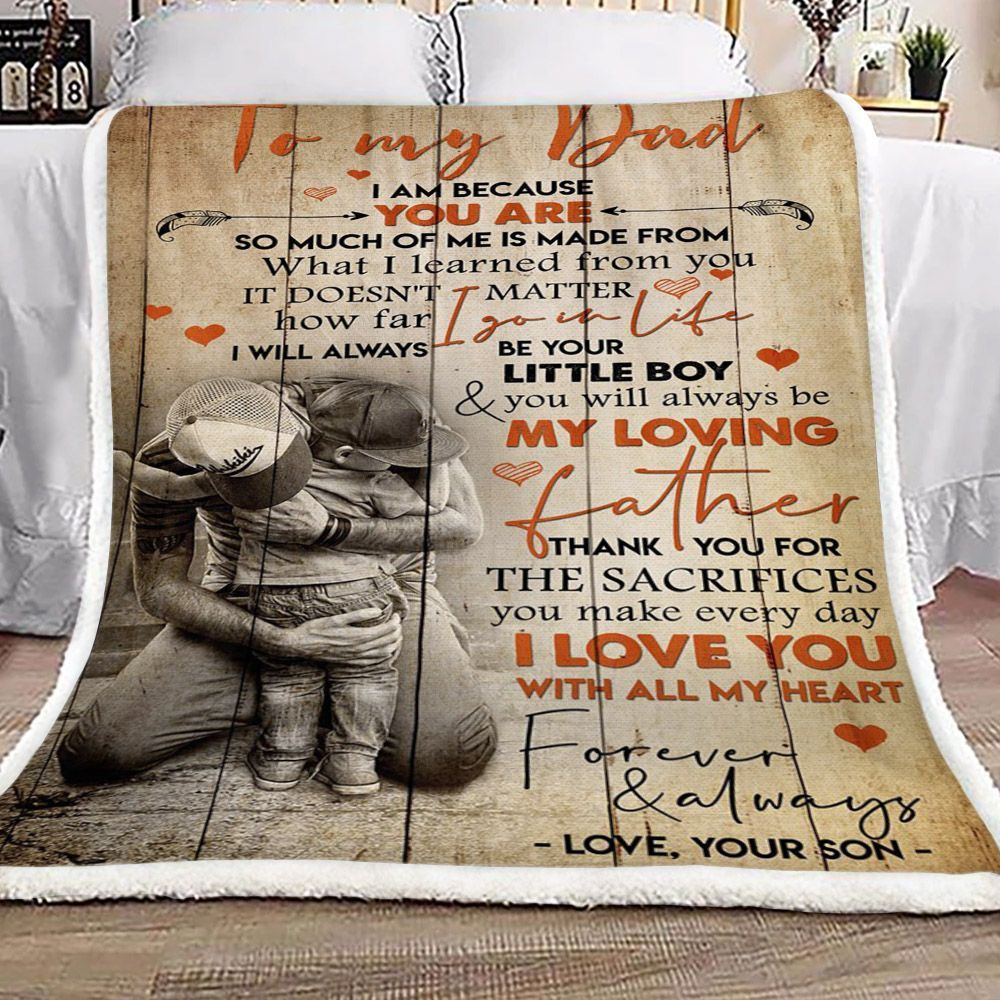 Family To My Dad Love Your Son Sherpa Fleece Blanket