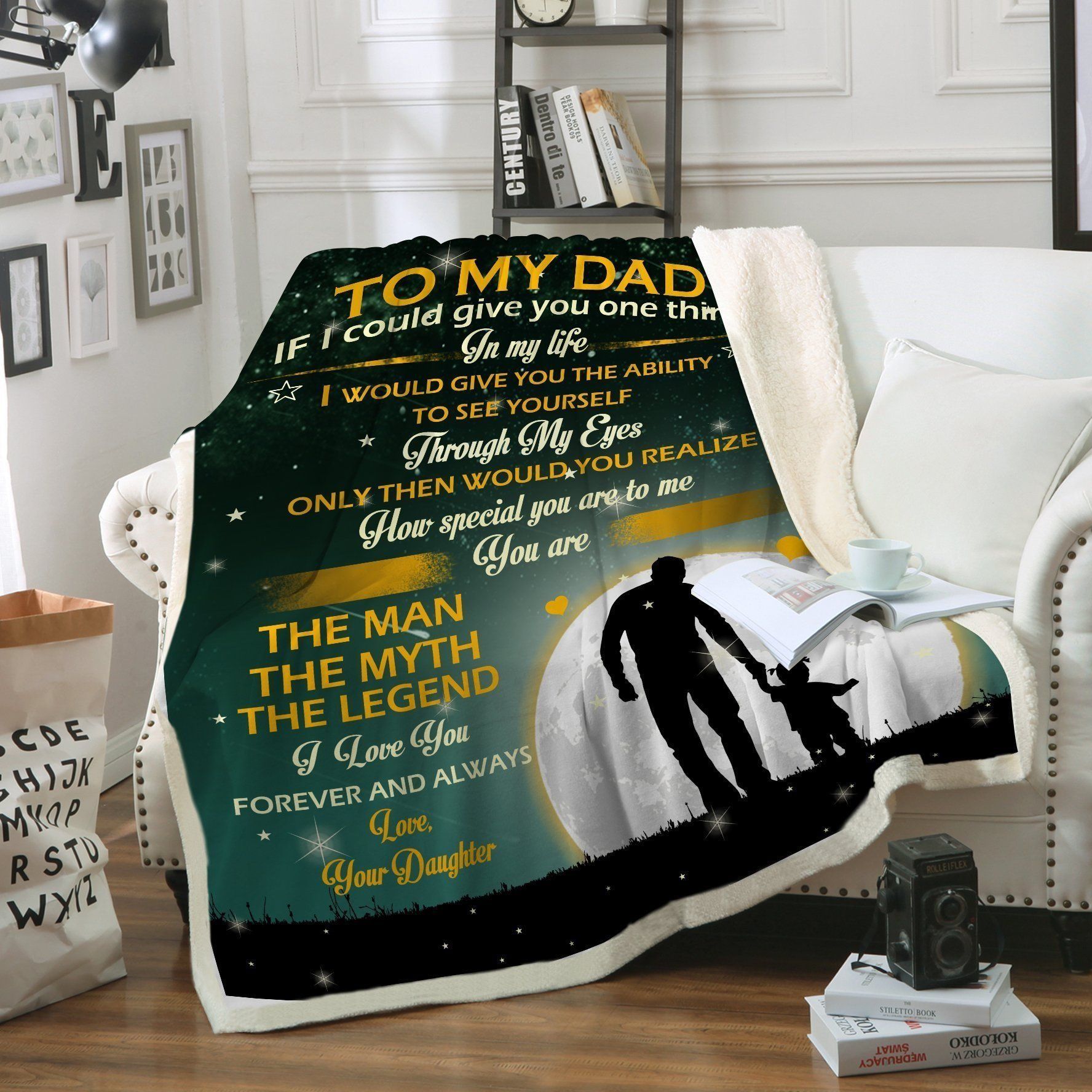 Family To My Dad Your Daughter Sherpa Fleece Blanket