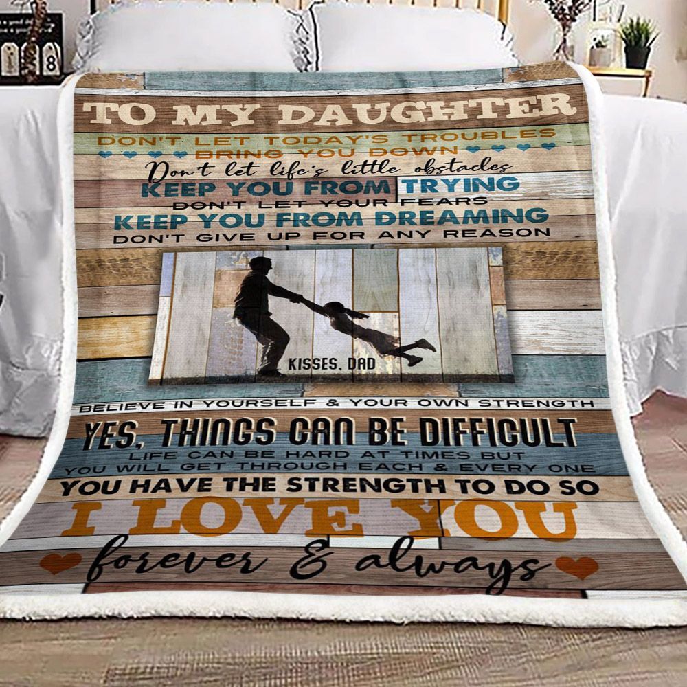 Family To My Daughter Sherpa Fleece Blanket