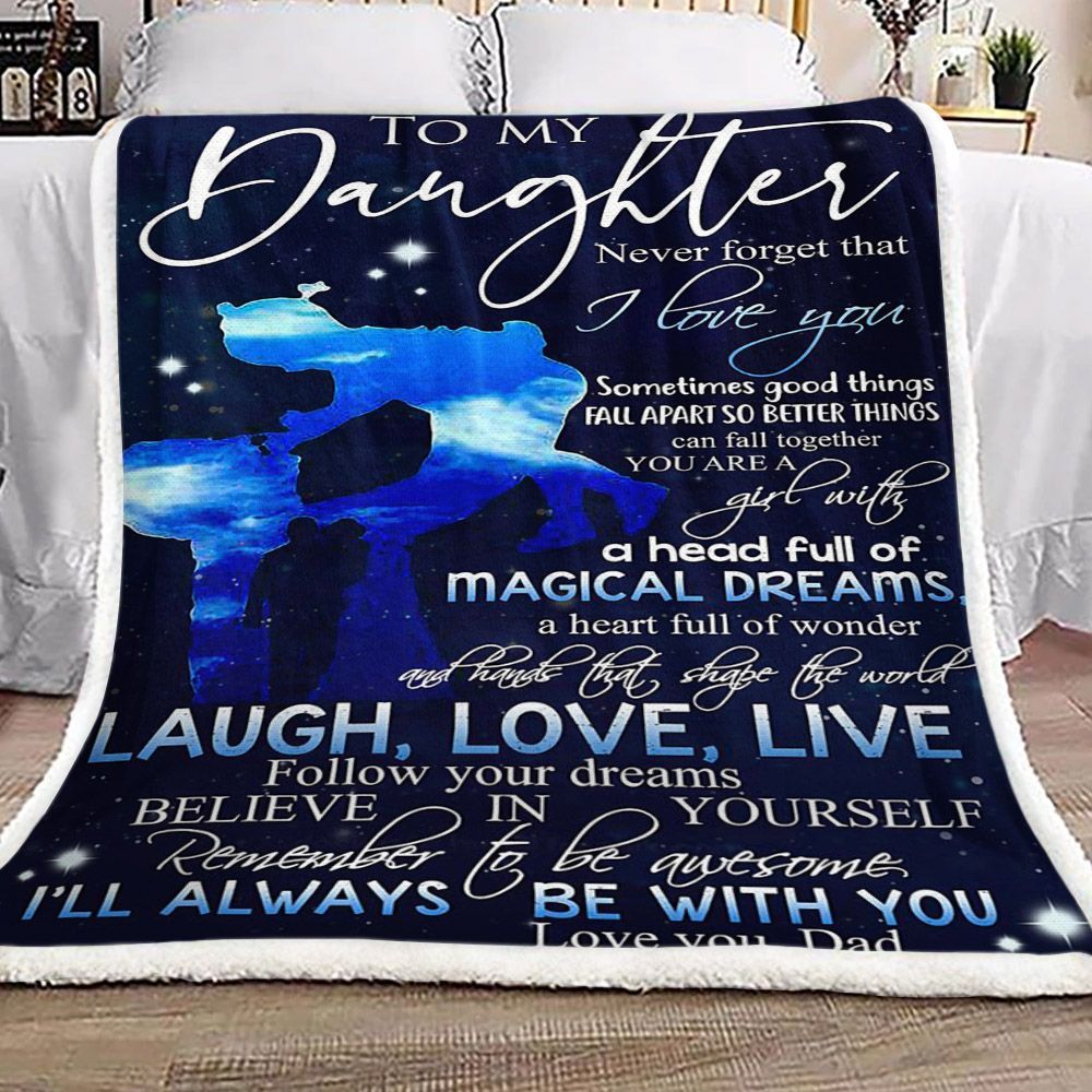 Family To My Daughter Dad Sherpa Fleece Blanket