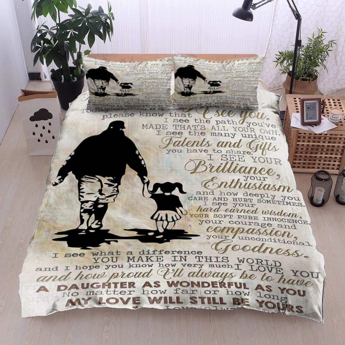 Family To My Daughter Dad Bedding Set