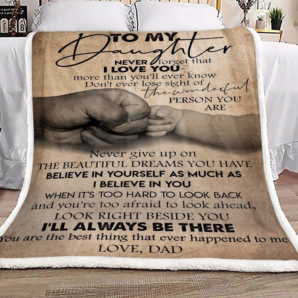 Family To My Daughter Form Dad Sherpa Fleece Blanket