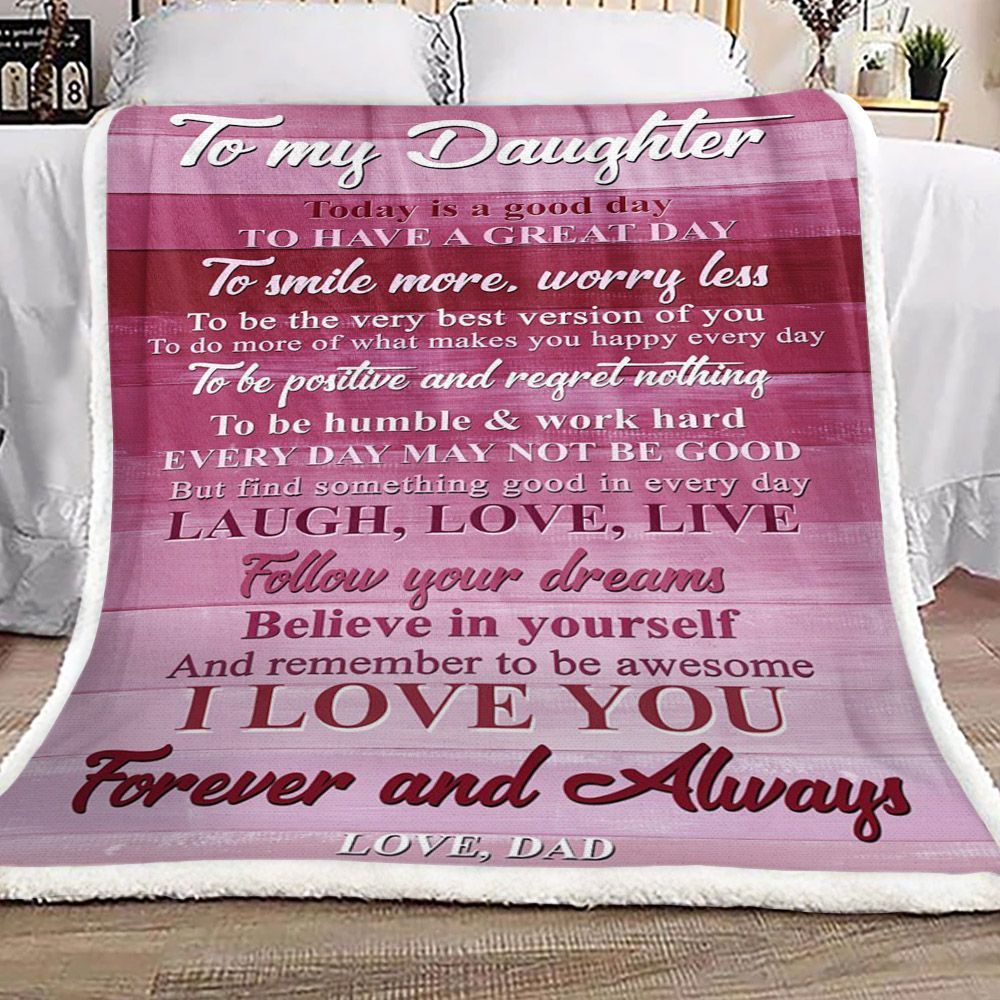 Family To My Daughter From Dad Sherpa Fleece Blanket