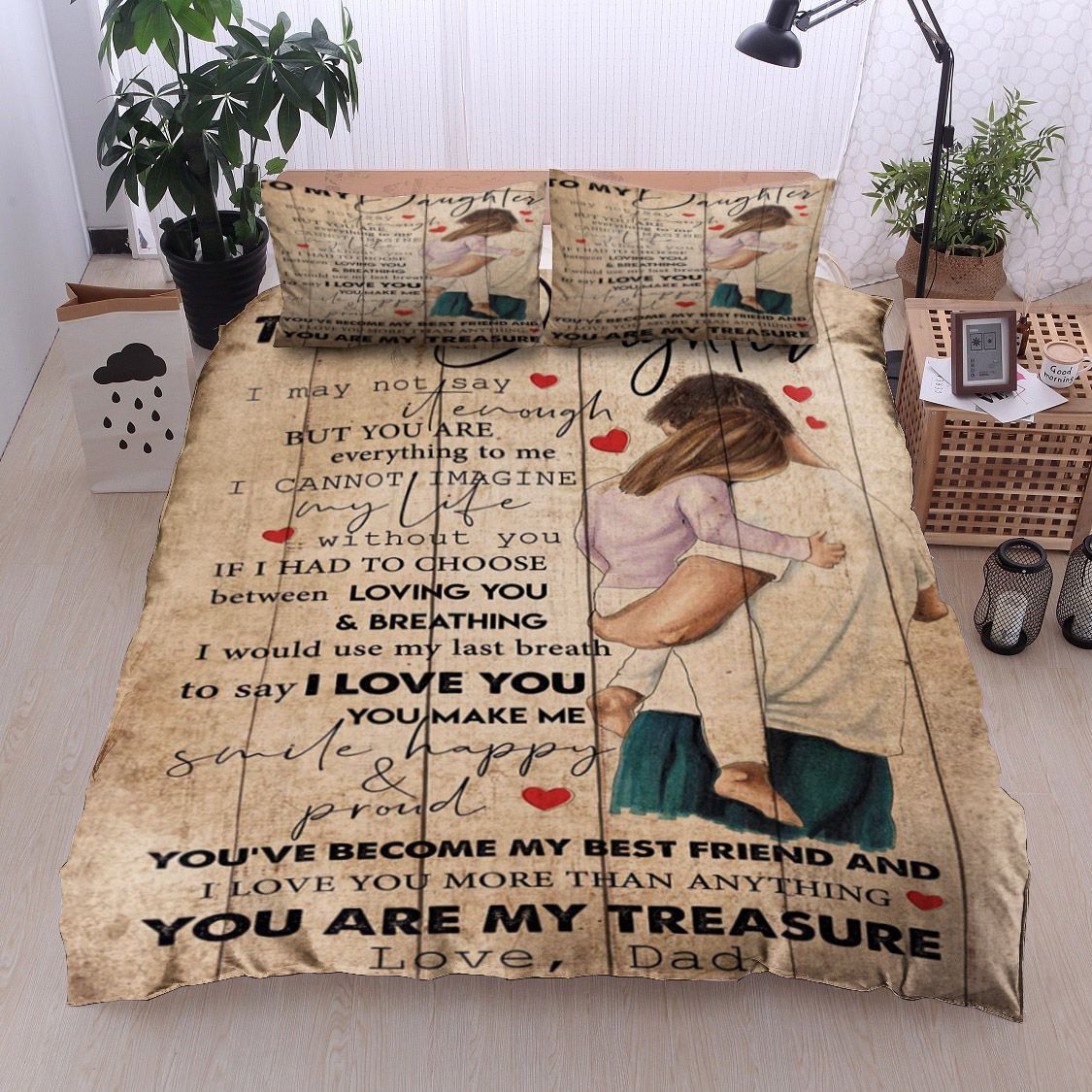 Family To My Daughter From Dad Bedding Set