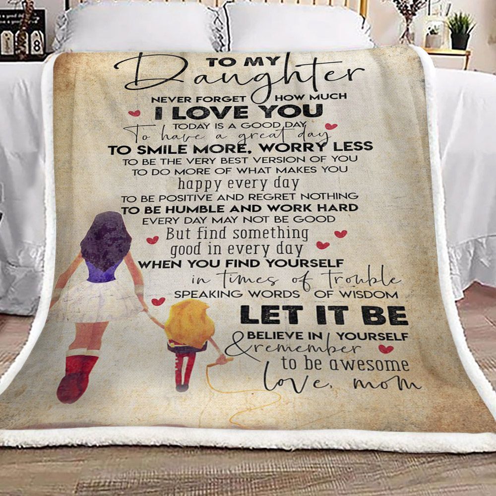 Family To My Daughter From Mom Sherpa Fleece Blanket