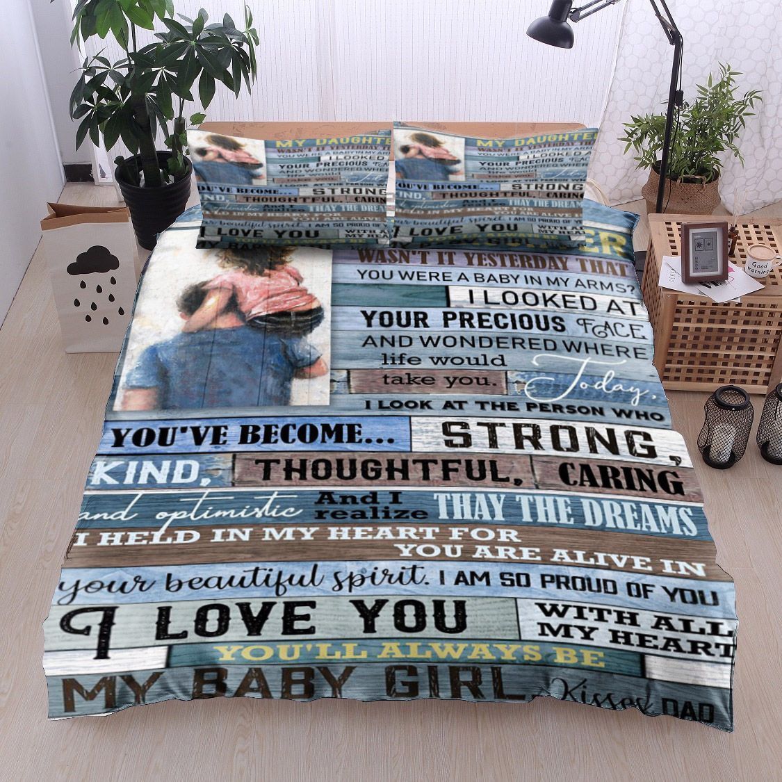 Family To My Daughter Kisses Dad Bedding Set