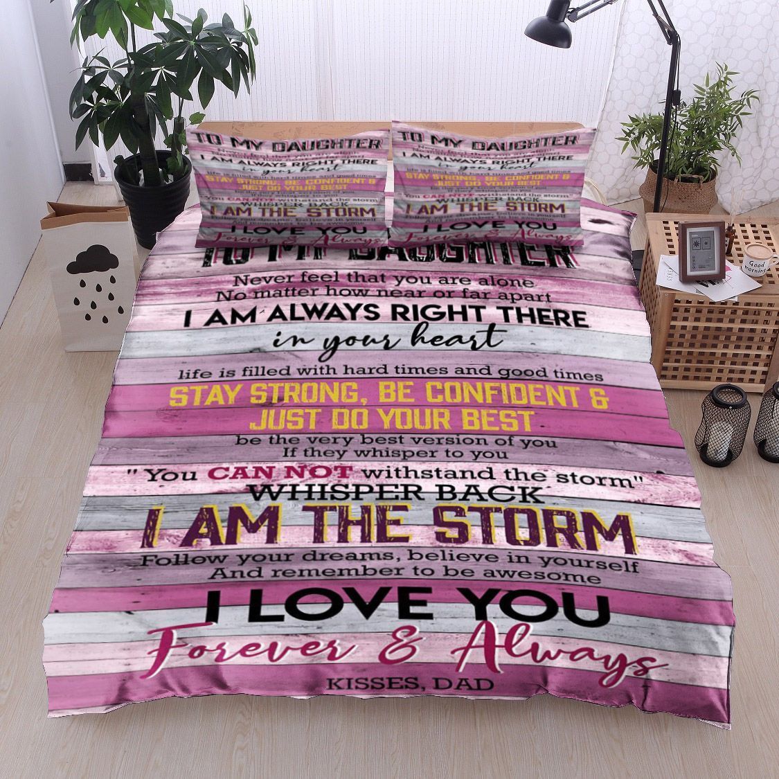 Family To My Daughter Kisses Dad Bedding Set