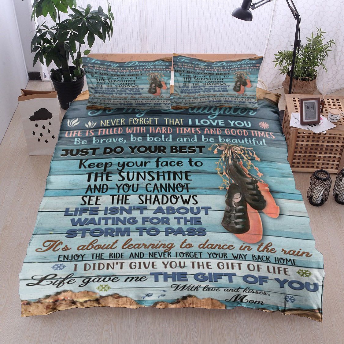 Family To My Daughter Kisses Mom Bedding Set