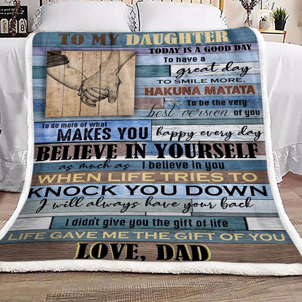 Family To My Daughter Love Dad Sherpa Fleece Blanket
