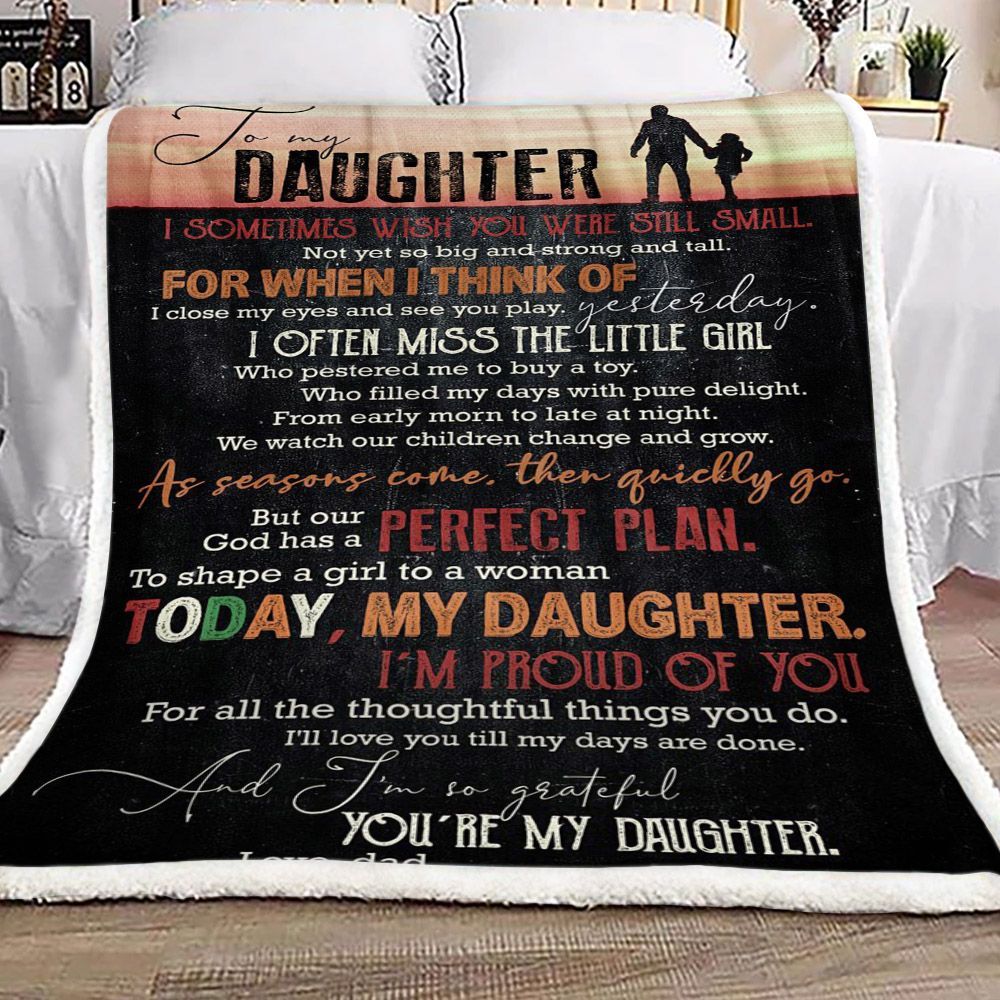 Family To My Daughter Love Dad Sherpa Fleece Blanket