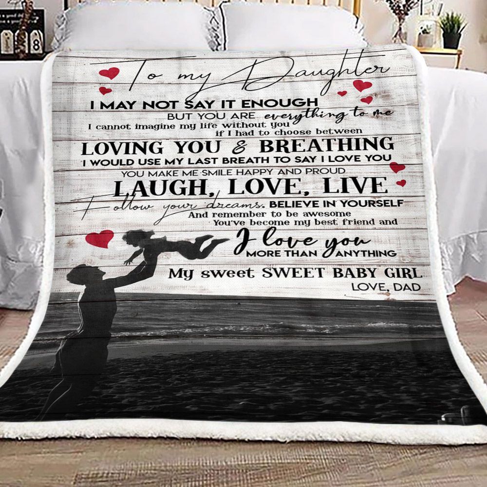 Family To My Daughter Love Dad Sherpa Fleece Blanket
