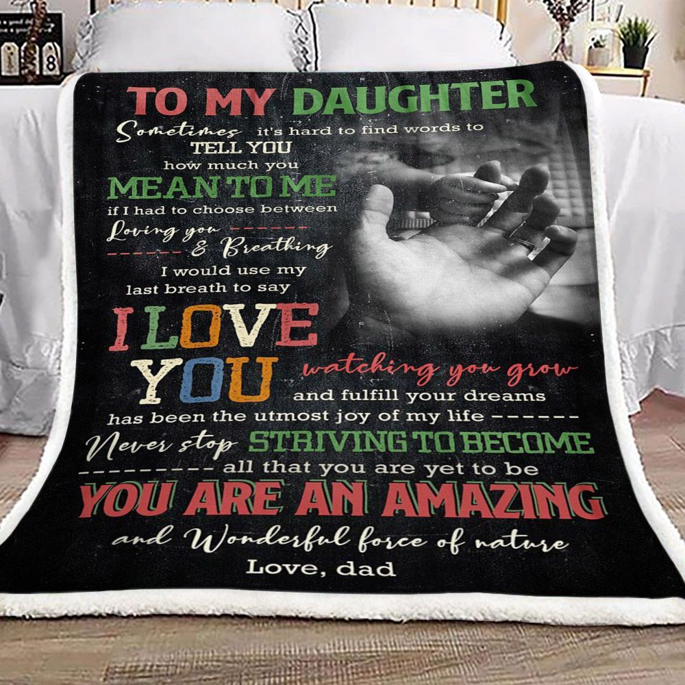 Family To My Daughter Love Dad Sherpa Fleece Blanket