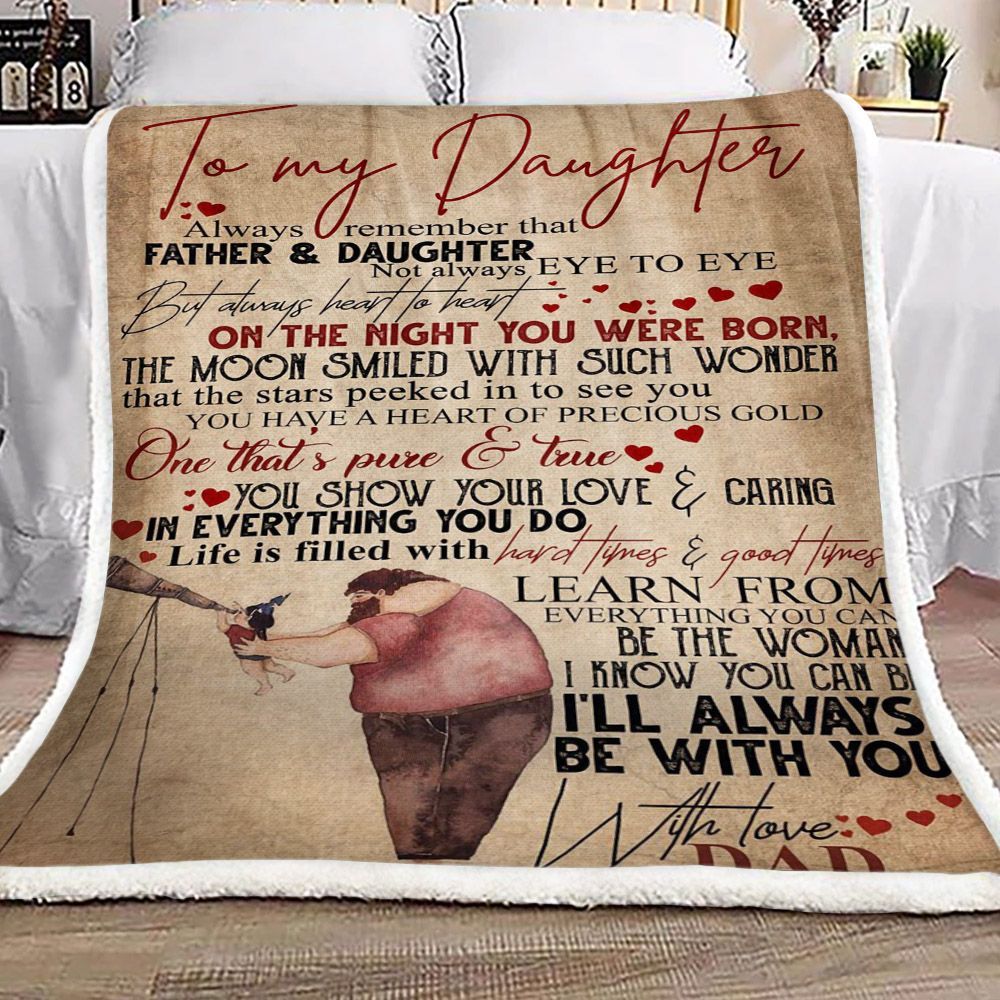 Family To My Daughter Love Dad Sherpa Fleece Blanket