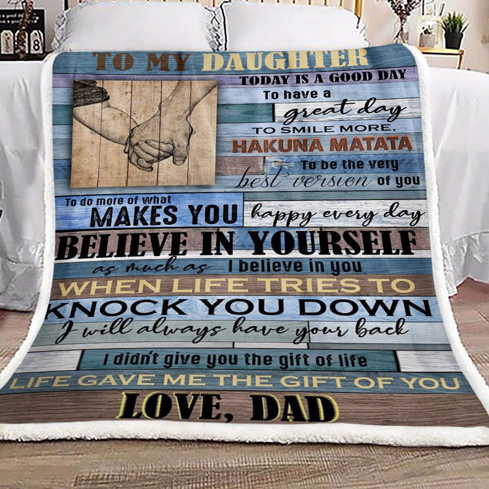 Family To My Daughter Love Dad Sherpa Fleece Blanket