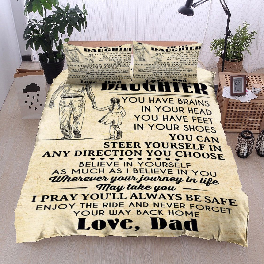 Family To My Daughter Love Dad Bedding Set