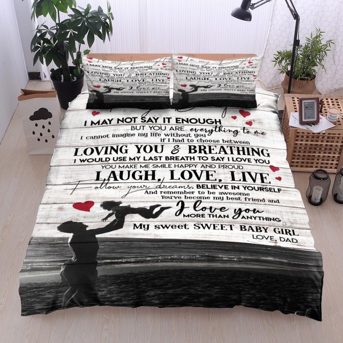 Family To My Daughter Love Dad Bedding Set
