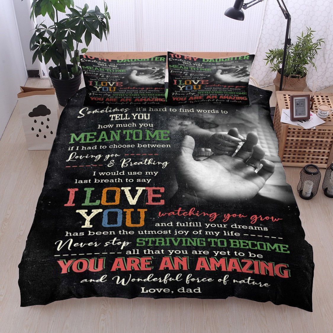 Family To My Daughter Love Dad Bedding Set