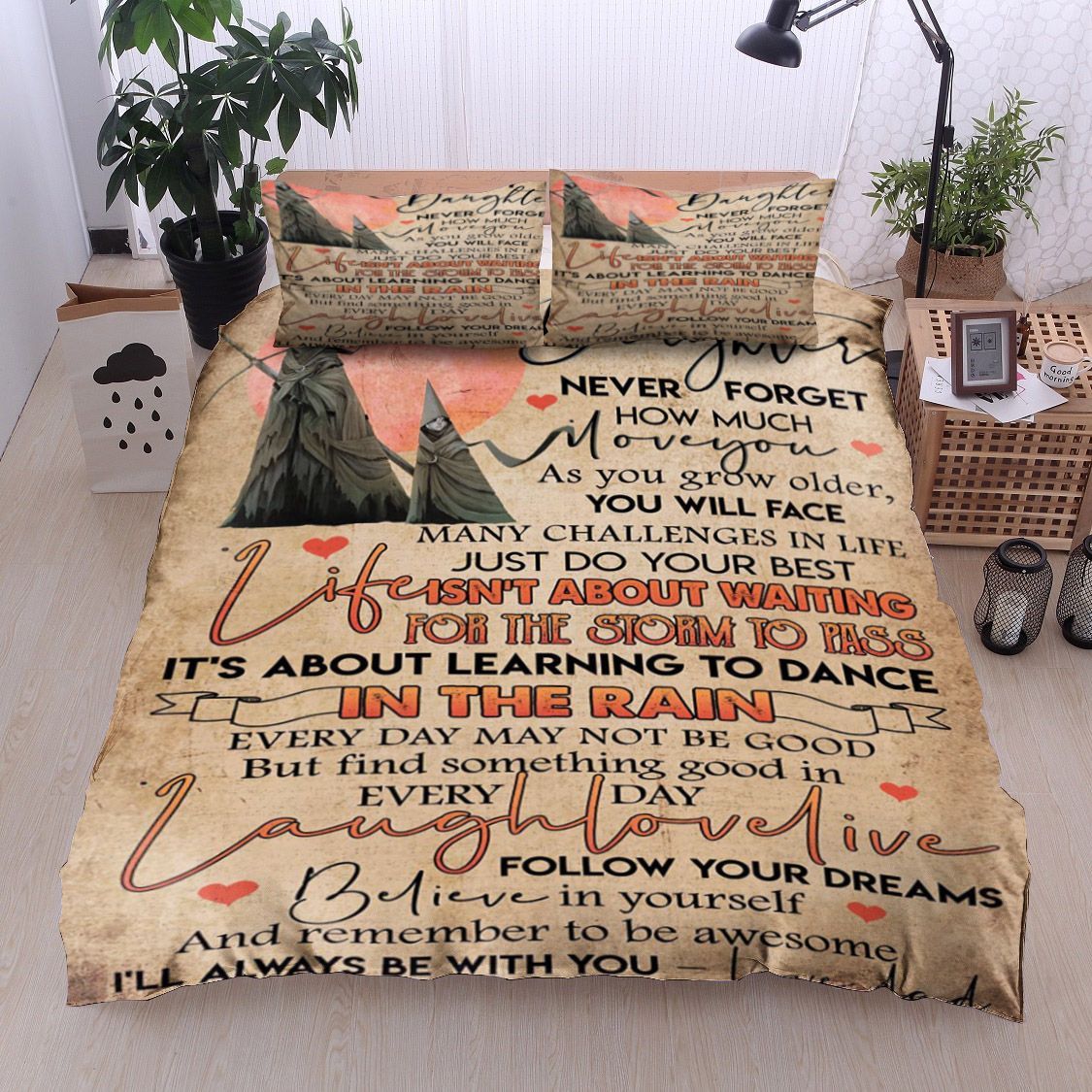 Family To My Daughter Love Dad Bedding Set