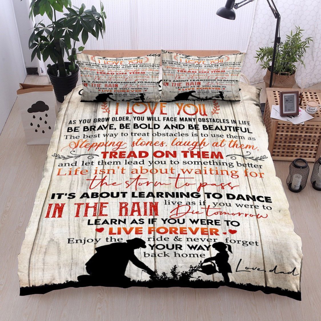 Family To My Daughter Love Dad Bedding Set