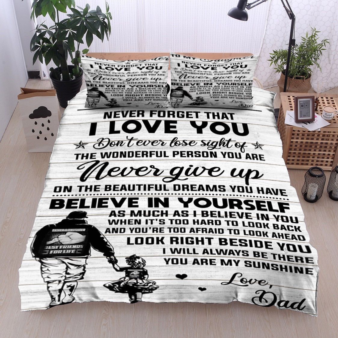 Family To My Daughter Love Dad Bedding Set