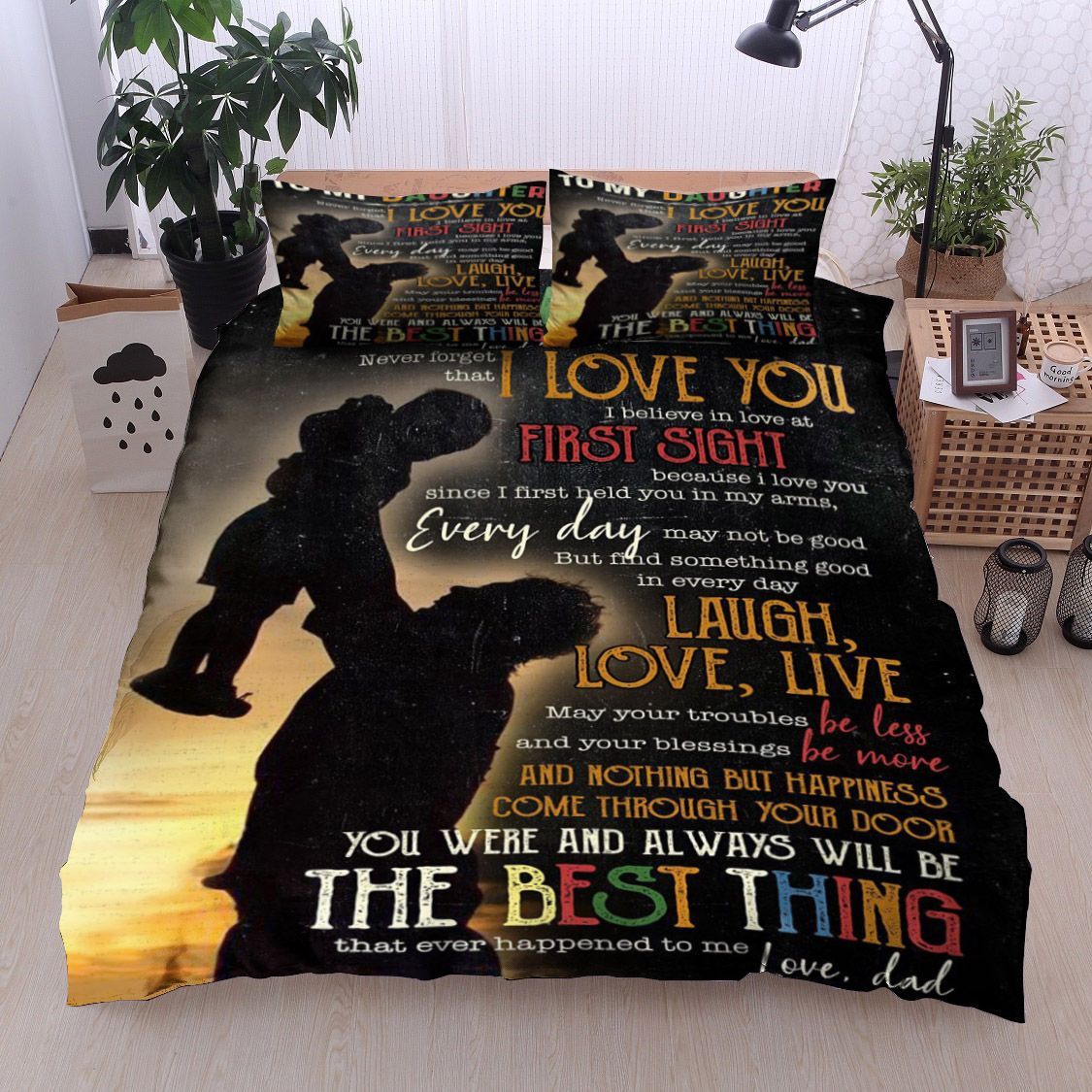 Family To My Daughter Love Dad Bedding Set
