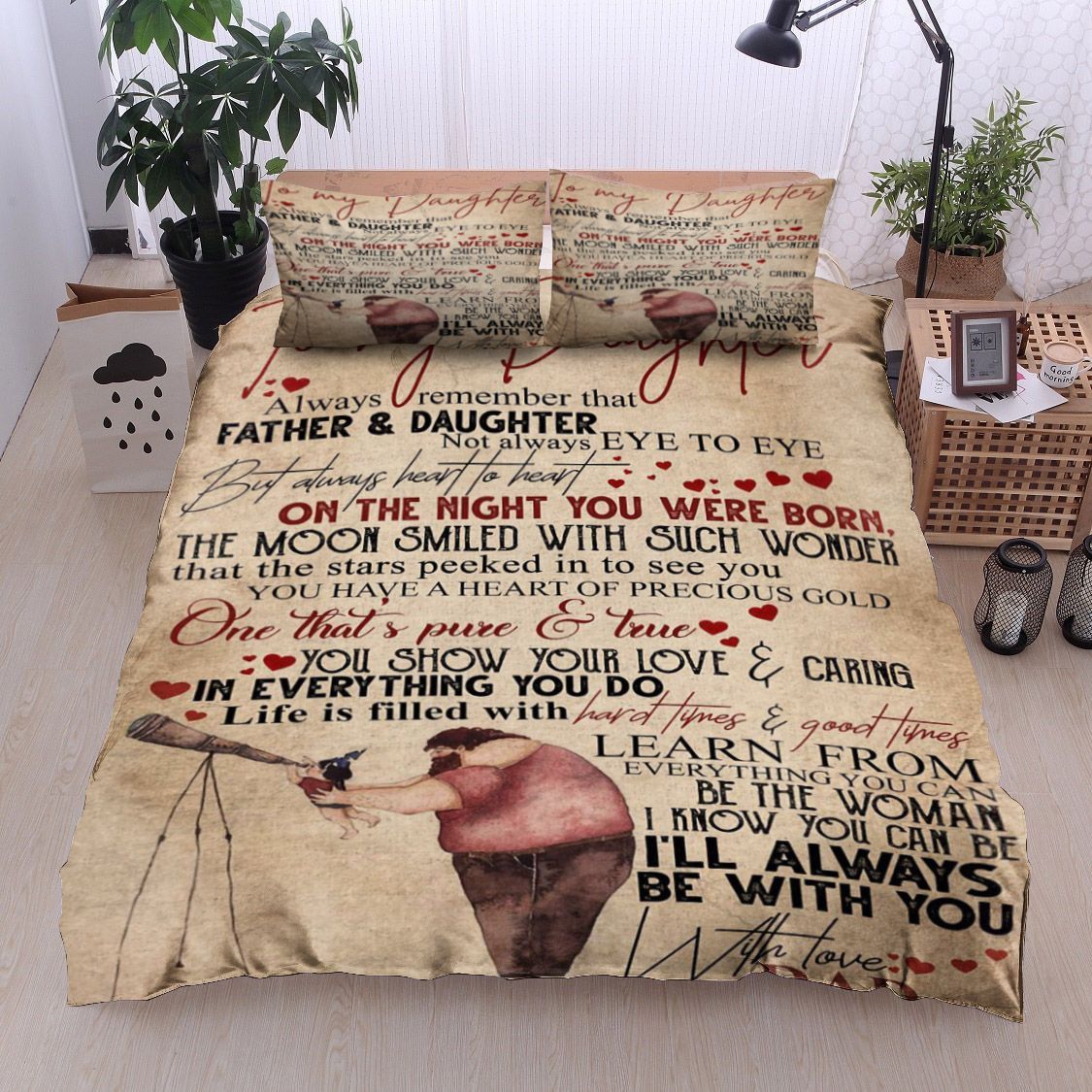 Family To My Daughter Love Dad Bedding Set