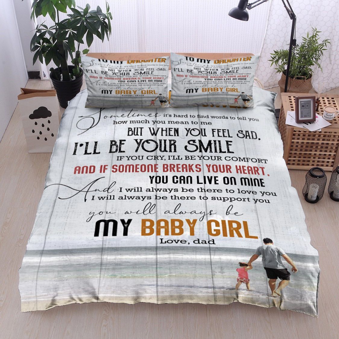 Family To My Daughter Love Dad Bedding Set