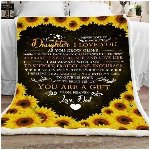 Family To My Daughter Love Dad Sherpa Fleece Blanket