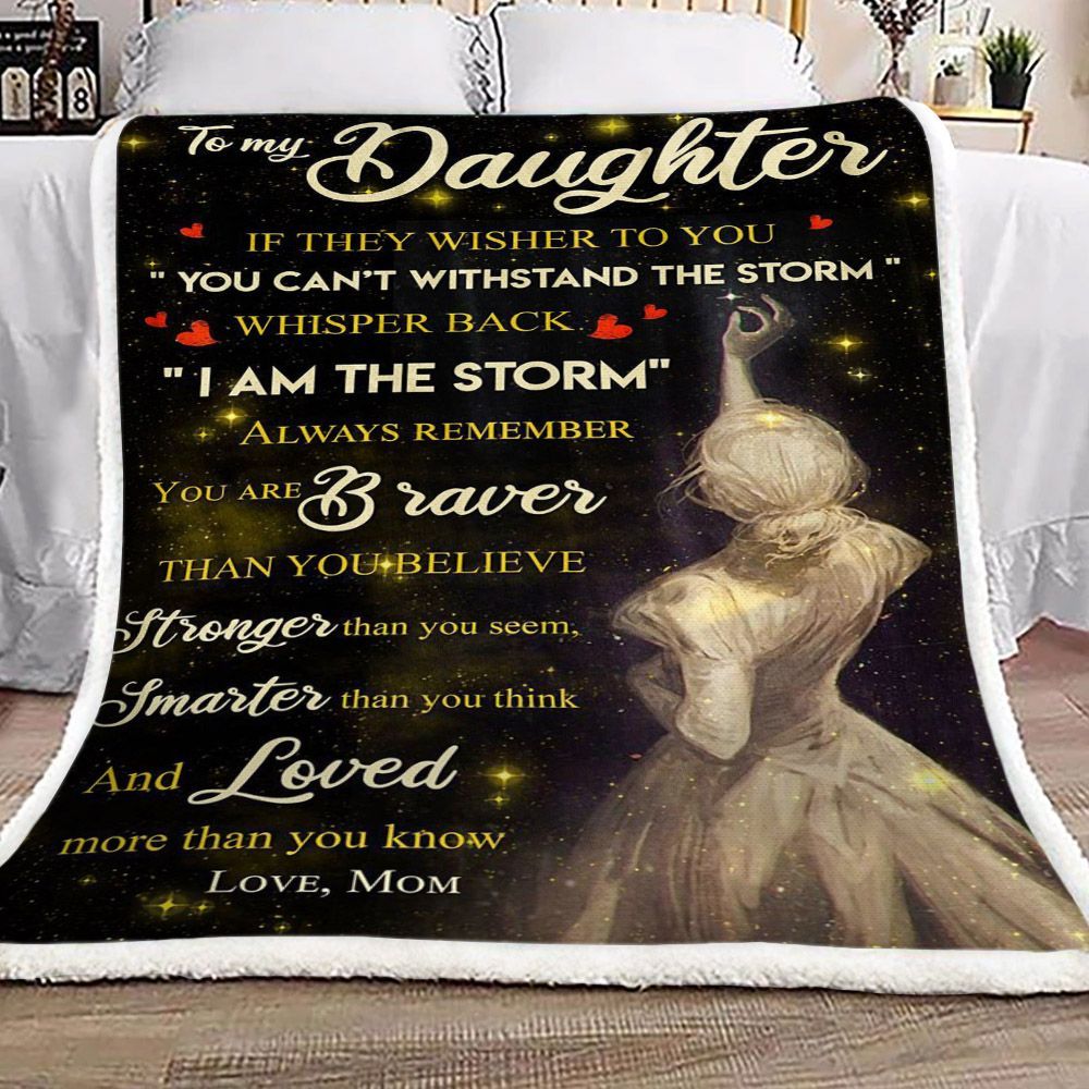 Family To My Daughter Love Mom Sherpa Fleece Blanket