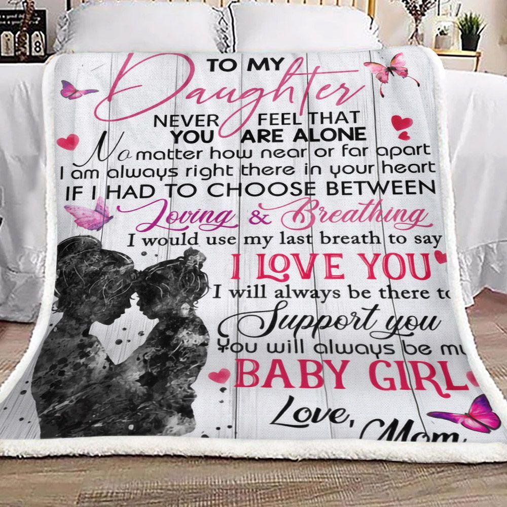Family To My Daughter Love Mom Sherpa Fleece Blanket