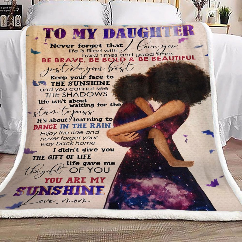 Family To My Daughter Love Mom Sherpa Fleece Blanket