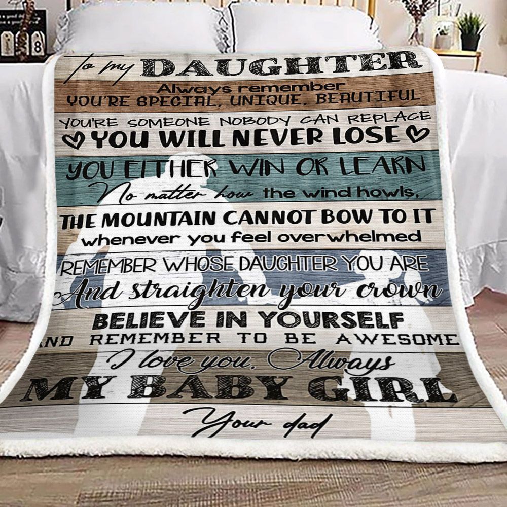 Family To My Daughter Your Dad Sherpa Fleece Blanket