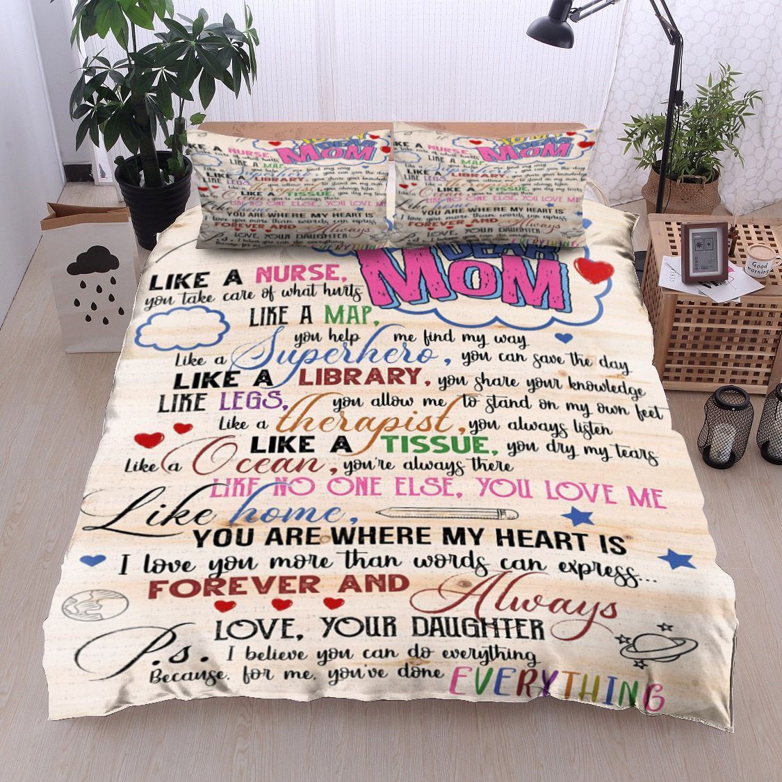 Family To My Dear Mom Love Your Daughter Bedding Set