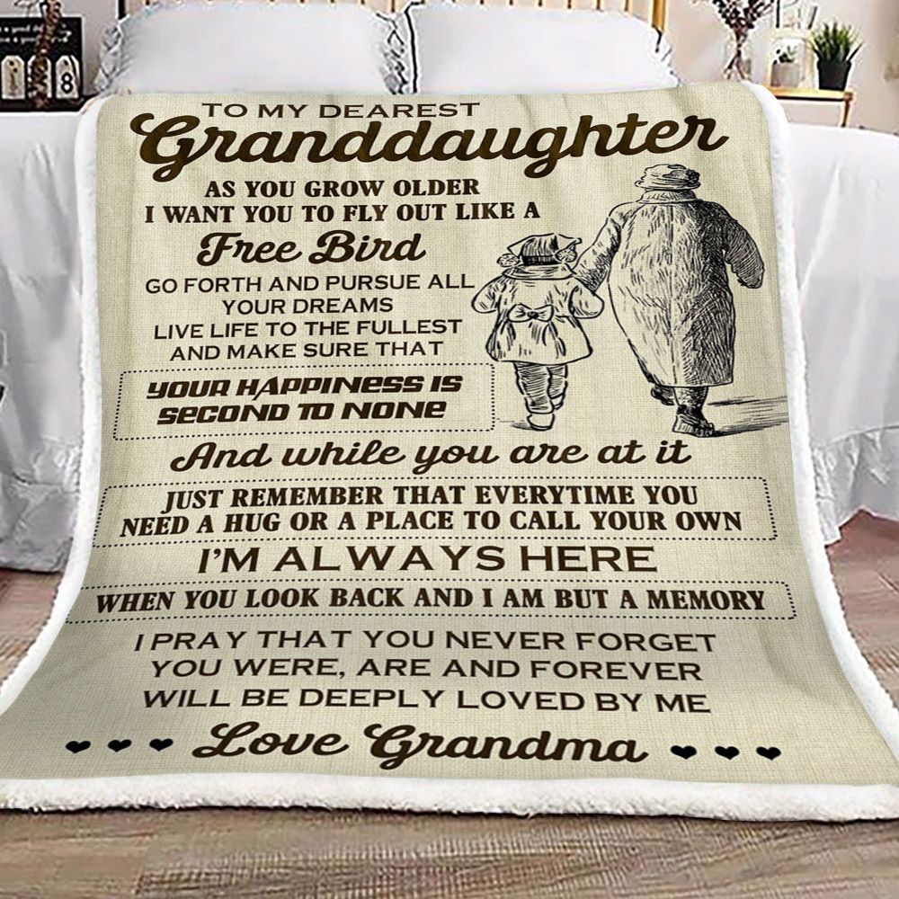 Family To My Dearest Granddaughter From Grandma Sherpa Fleece Blanket