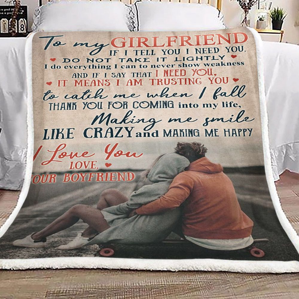 Family To My Girlfriend Sherpa Fleece Blanket