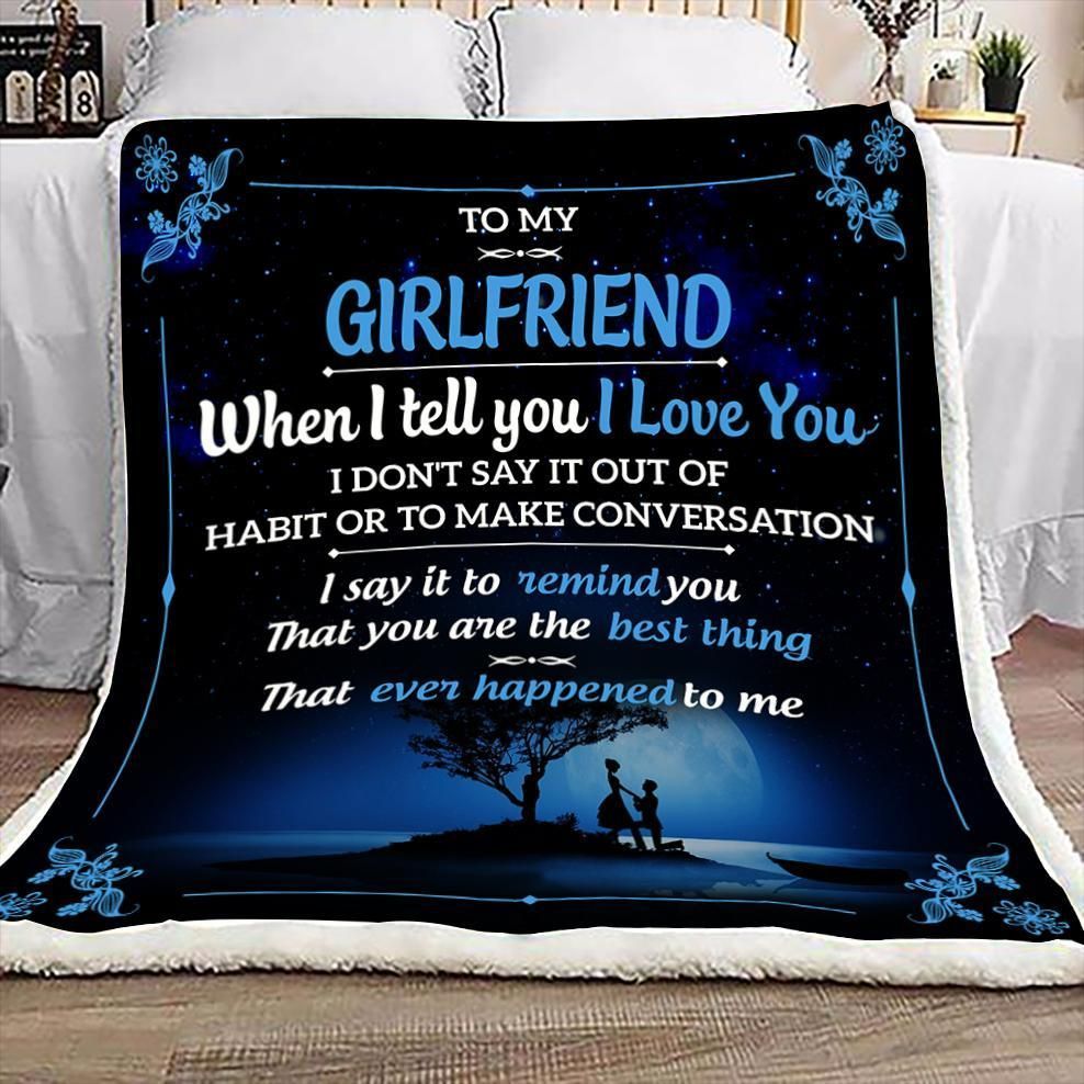 Family To My Girlfriend Sherpa Fleece Blanket
