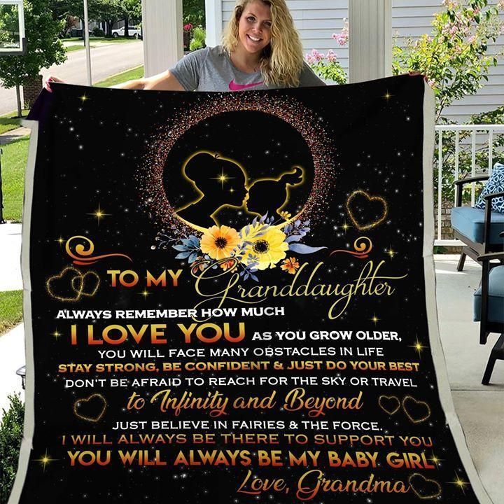 Family To My Granddaughter Sherpa Fleece Blanket