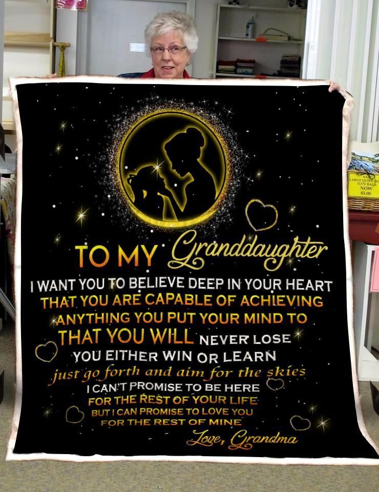 Family To My Granddaughter Sherpa Fleece Blanket