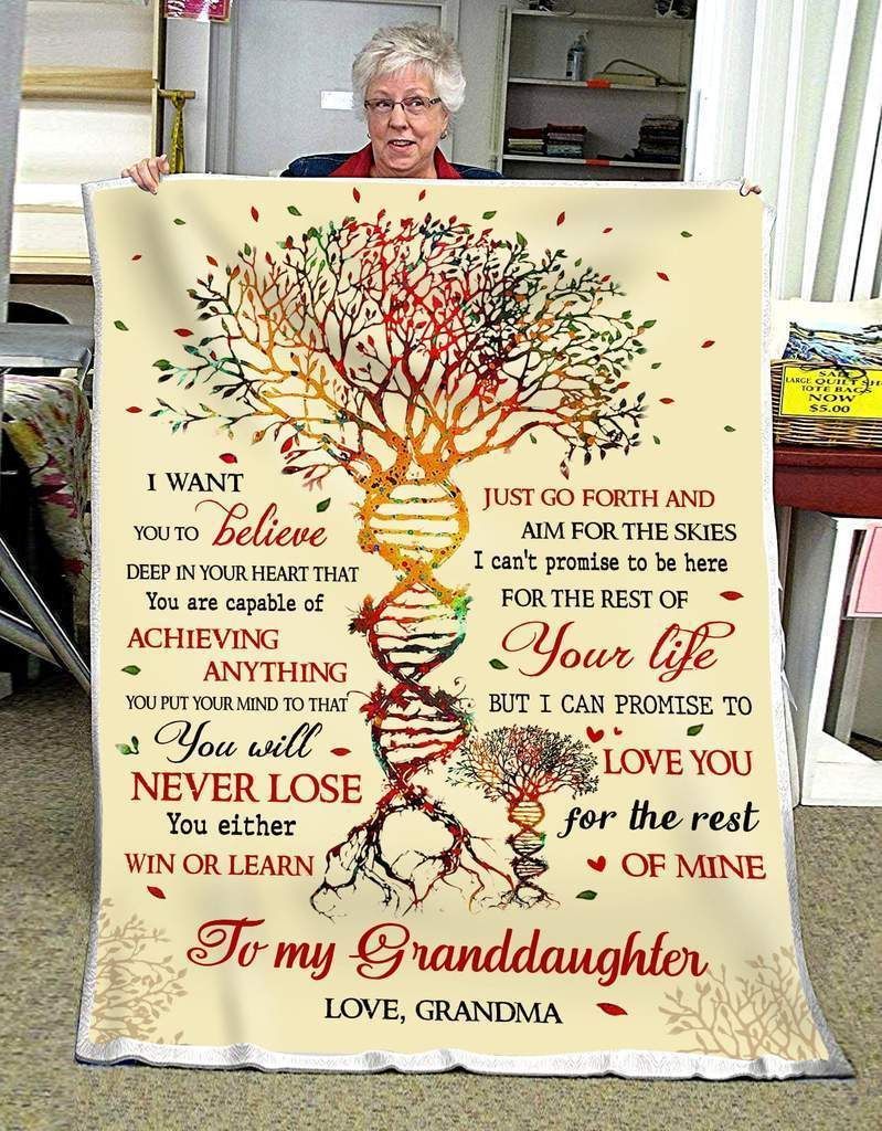 Family To My Granddaughter Sherpa Fleece Blanket