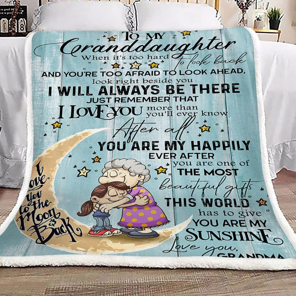 Family To My Granddaughter Grandma Sherpa Fleece Blanket