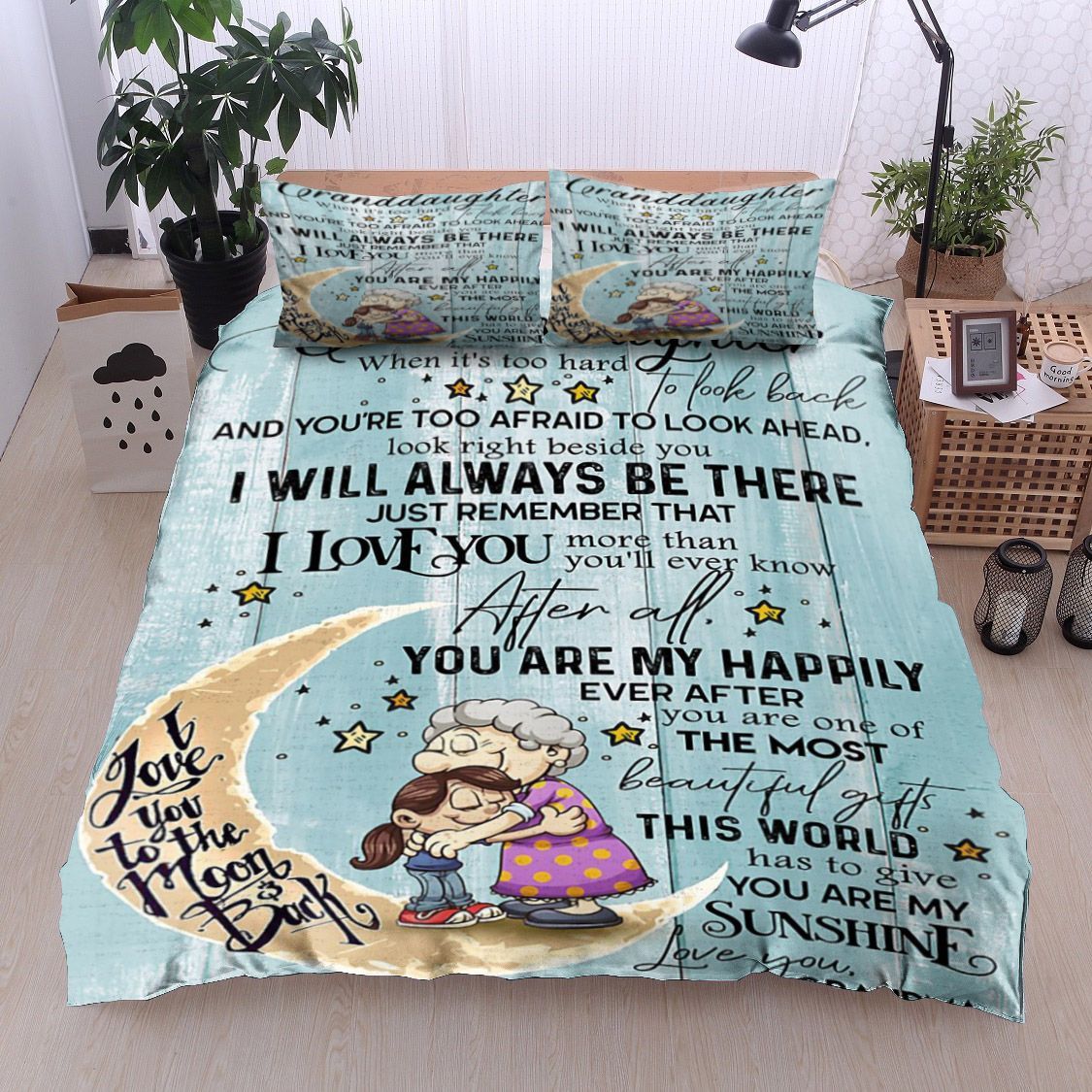 Family To My Granddaughter Grandma Bedding Set