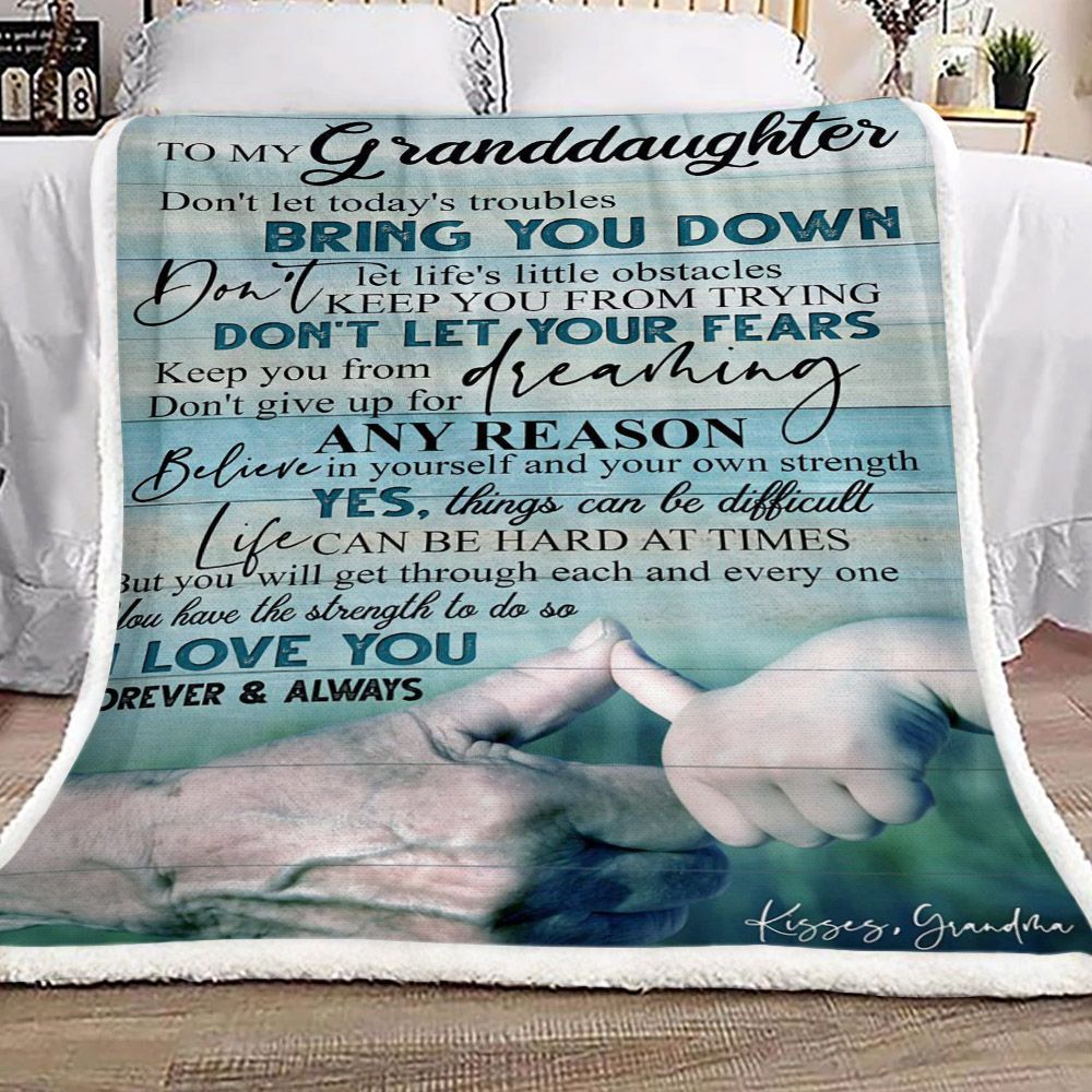 Family To My Granddaughter Kisses Grandma Sherpa Fleece Blanket