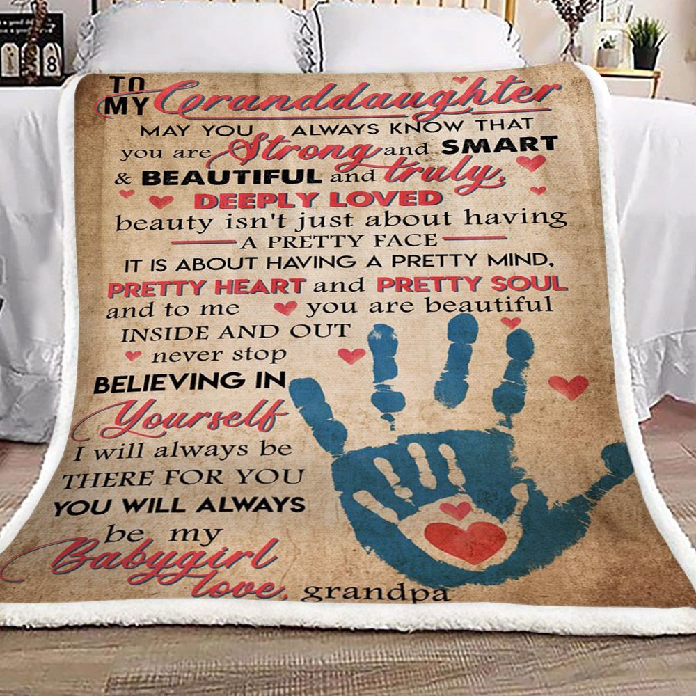Family To My Granddaughter Love From Grandpa Sherpa Fleece Blanket