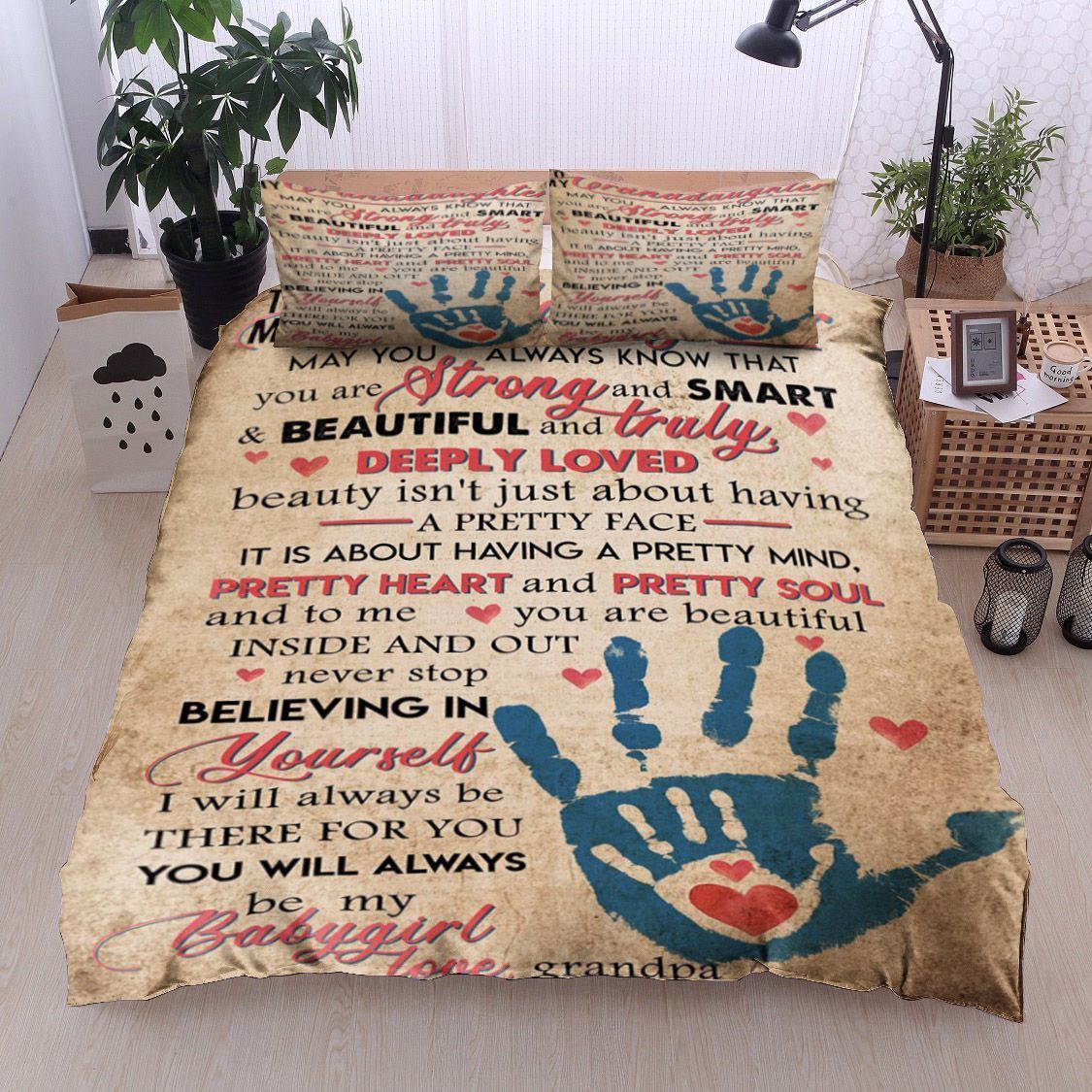 Family To My Granddaughter Love From Grandpa Bedding Set
