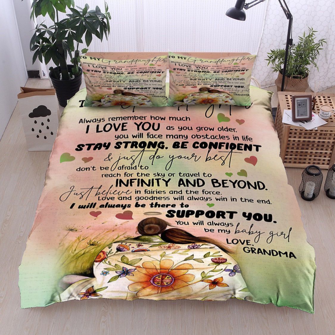 Family To My Granddaughter Love Grandma Bedding Set