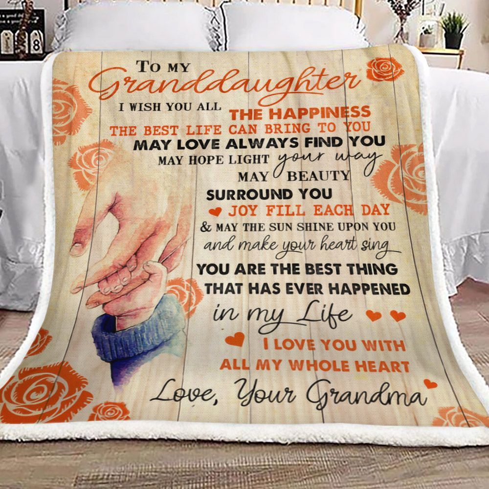 Family To My Granddaughter Your Grandma Sherpa Fleece Blanket